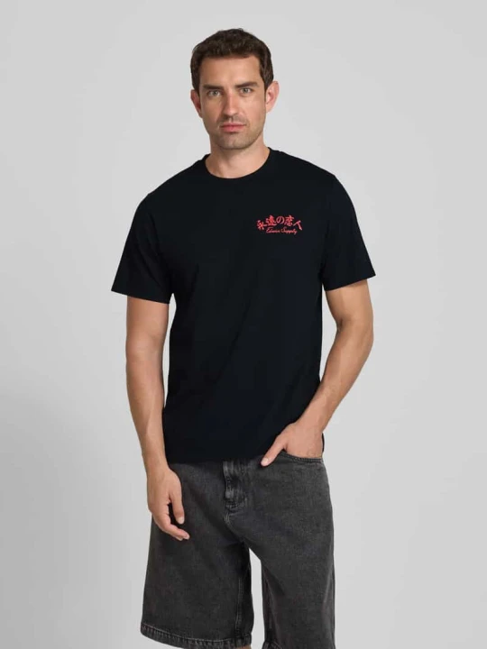 Zdjęcie produktu T-shirt z nadrukiem z logo model ‘FOREVER LOVER’ Edwin Czarny