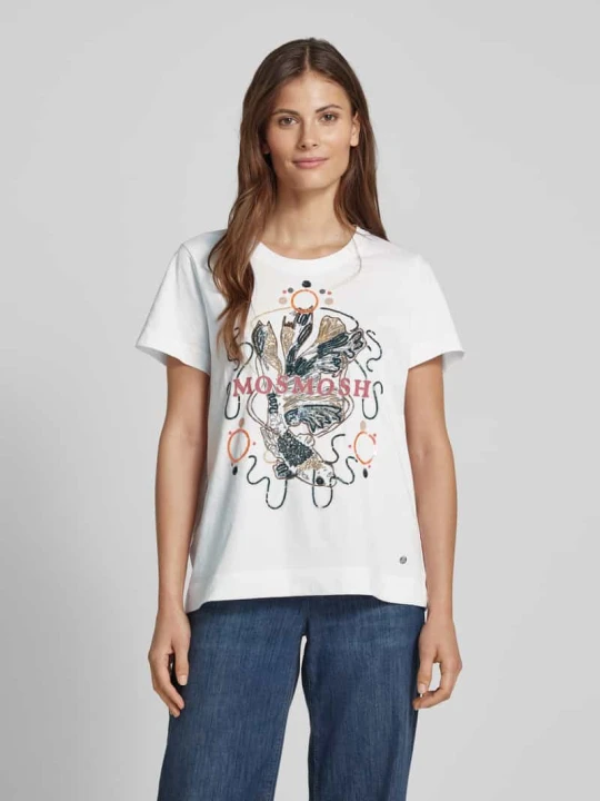 Zdjęcie produktu T-shirt z nadrukiem z logo model ‘HALLIN’ MOS MOSH Biały