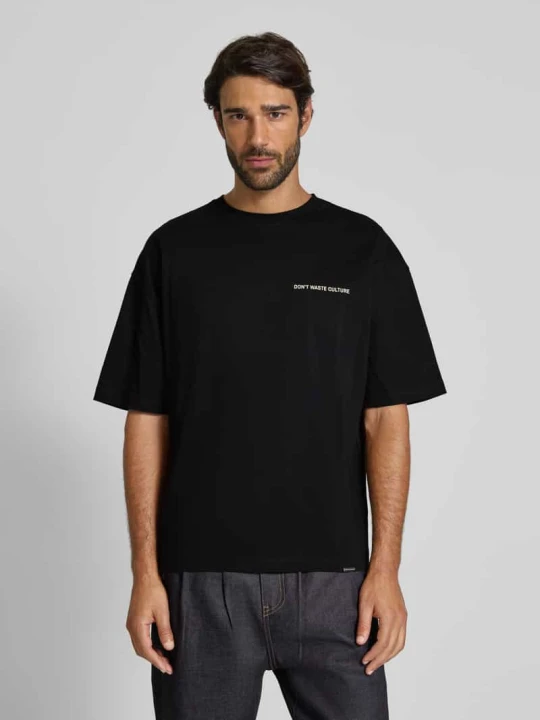 Zdjęcie produktu T-shirt z nadrukiem z logo model ‘Islian’ Don't Waste Culture Czarny