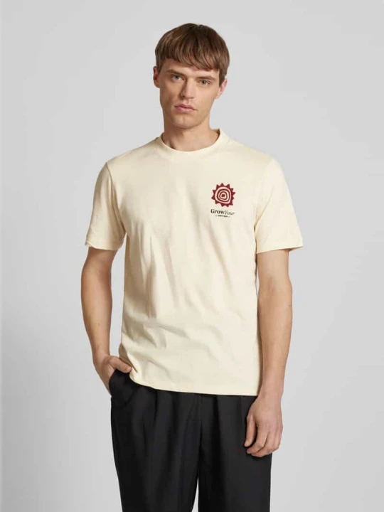Zdjęcie produktu T-shirt z nadrukiem z logo model ‘JAISON’ Blend Piaskowy