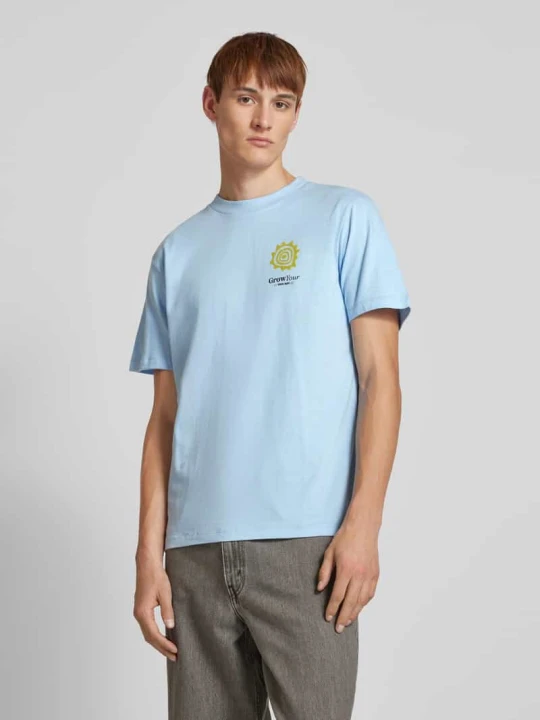 Zdjęcie produktu T-shirt z nadrukiem z logo model ‘JAISON’ Blend Jasnoniebieski