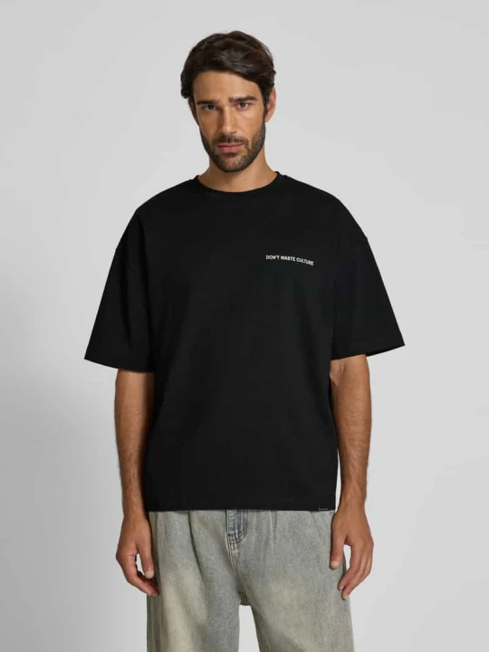 Zdjęcie produktu T-shirt z nadrukiem z logo model ‘Javari’ Don't Waste Culture Czarny