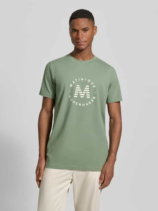 Zdjęcie produktu t-shirt z nadrukiem z logo model 'Jeramy' Matinique Trzcinowy