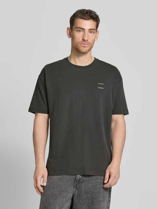 Zdjęcie produktu t-shirt z nadrukiem z logo model 'JOEL' Samsøe Samsøe Antracytowy