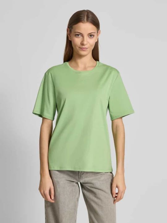 Zdjęcie produktu T-shirt z nadrukiem z logo model ‘Melea’ MSCH Copenhagen Jasnozielony