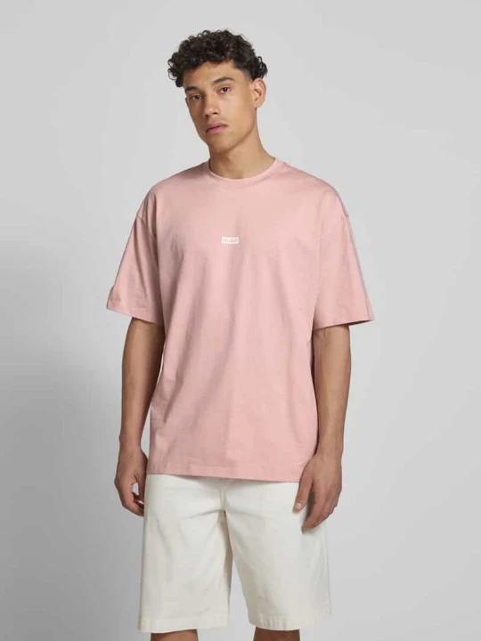 Zdjęcie produktu T-shirt z nadrukiem z logo model ‘Nalono’ Hugo Różowy