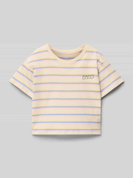 Zdjęcie produktu T-shirt z nadrukiem z logo model ‘NEVER SAW BLUE LIKE THAT’ Roxy Piaskowy