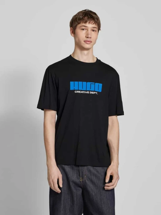 Zdjęcie produktu T-shirt z nadrukiem z logo model ‘Newromi’ Hugo Czarny