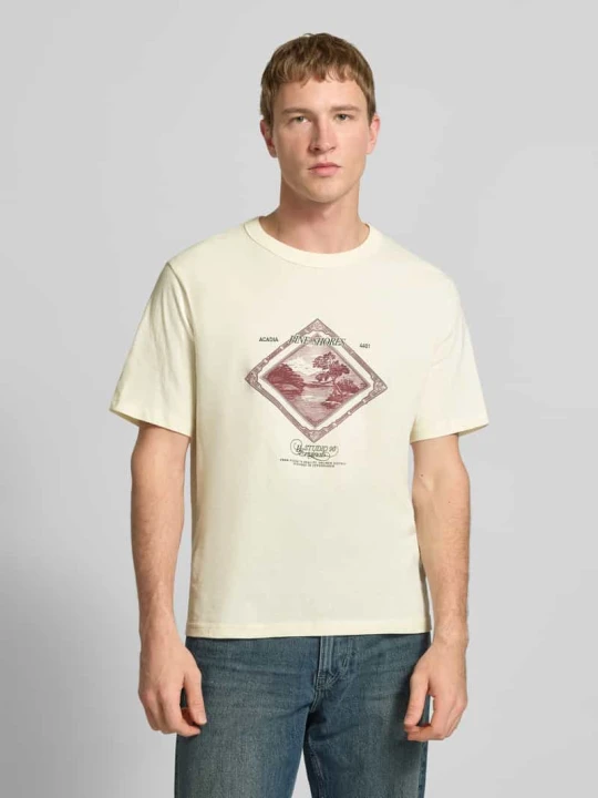 Zdjęcie produktu T-shirt z nadrukiem z logo Model 'NIAGARA' Jack&Jones Złamany biały