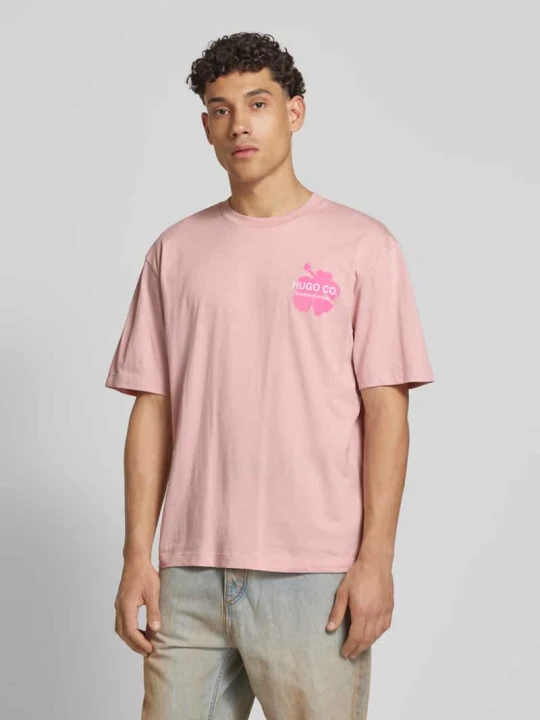 Zdjęcie produktu T-shirt z nadrukiem z logo model ‘Nodiwop’ Hugo Różowy