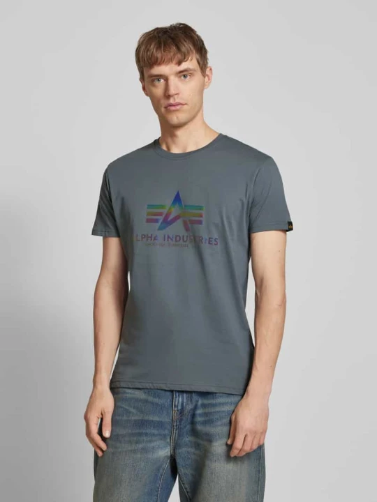 Zdjęcie produktu T-shirt z nadrukiem z logo model ‘Rainbow’ Alpha Industries Antracytowy