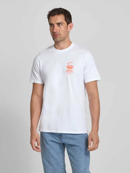 Zdjęcie produktu T-shirt z nadrukiem z logo model ‘RAMEN PALACE’ Edwin Biały