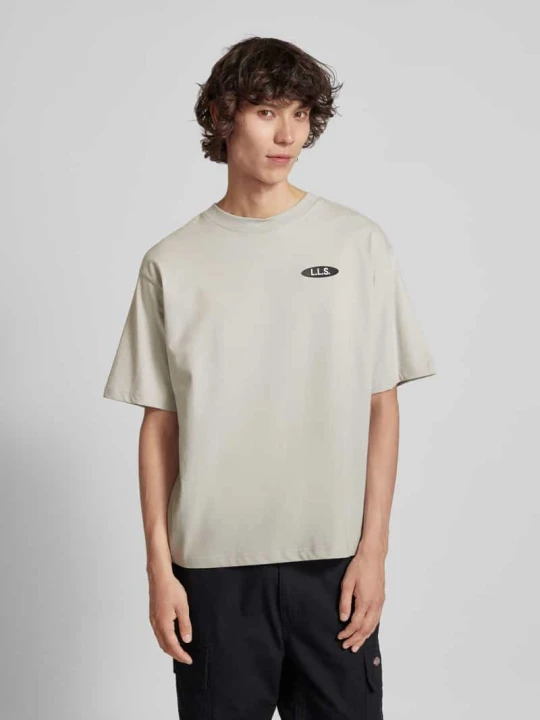 Zdjęcie produktu T-shirt z nadrukiem z logo model ‘REPRESENTATION’ Low Lights Studios Jasnoszary