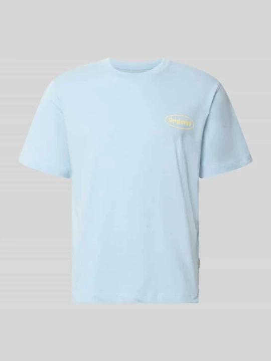 Zdjęcie produktu t-shirt z nadrukiem z logo model 'RIVIERA VINTAGE POSTER' Jack&Jones Jasnoniebieski