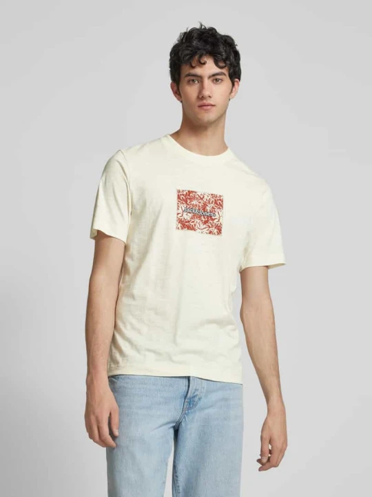 Zdjęcie produktu T-shirt z nadrukiem z logo model ‘SPLIT’ Jack&Jones Beżowy