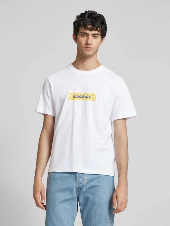 Zdjęcie produktu T-shirt z nadrukiem z logo model ‘SPLIT’ Jack&Jones Biały