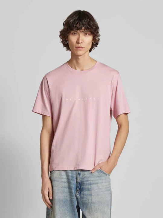 Zdjęcie produktu T-shirt z nadrukiem z logo model ‘STAR’ Jack&Jones Mocnoróżowy