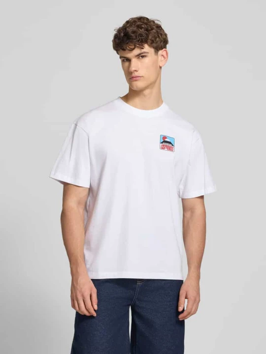 Zdjęcie produktu t-shirt z nadrukiem z logo model 'SUNSET ON FUJI SAN' Edwin Biały