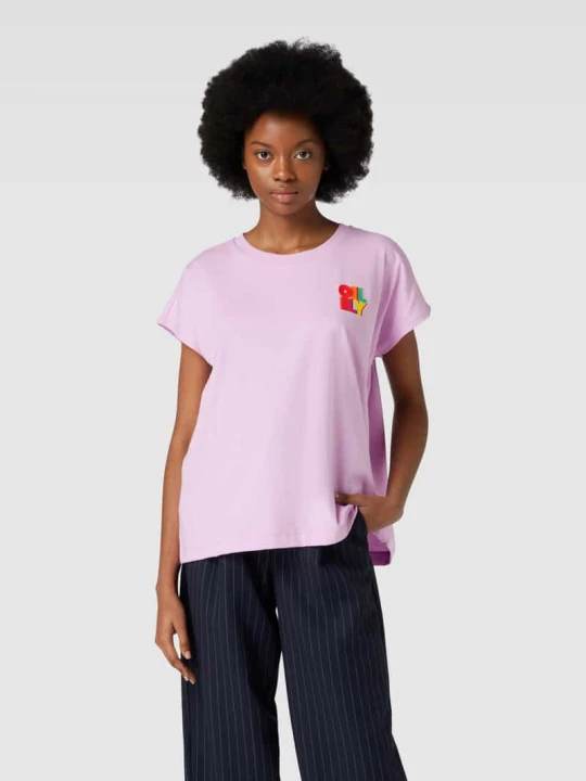 Zdjęcie produktu T-shirt z nadrukiem z logo model ‘TOYEN’ Oilily Jasnofioletowy