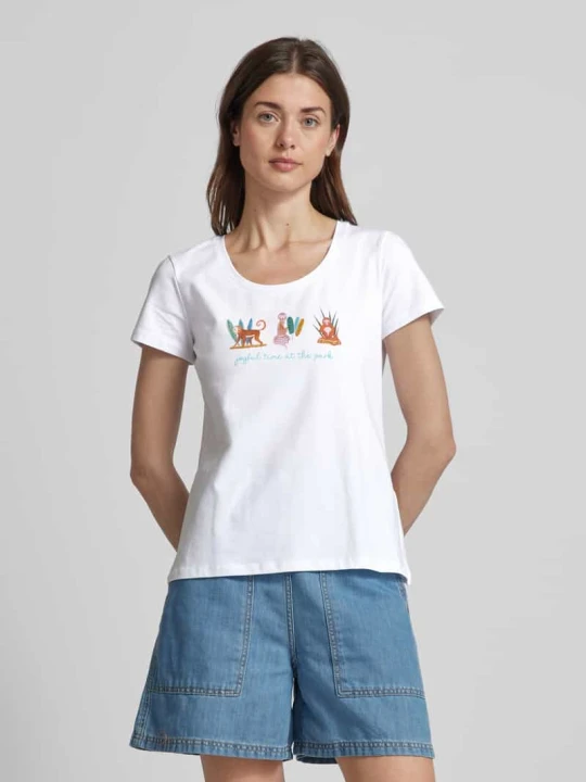 Zdjęcie produktu T-shirt z nadrukiem z logo MORE & MORE Biały