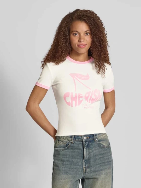 Zdjęcie produktu T-shirt z nadrukiem z logo Oh April Złamany biały