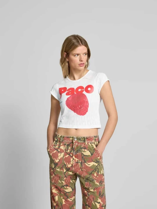 Zdjęcie produktu T-shirt z nadrukiem z logo Paco Rabanne Biały
