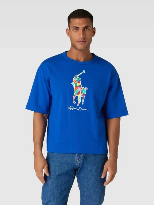 Zdjęcie produktu T-shirt z nadrukiem z logo Polo Ralph Lauren Królewski niebieski