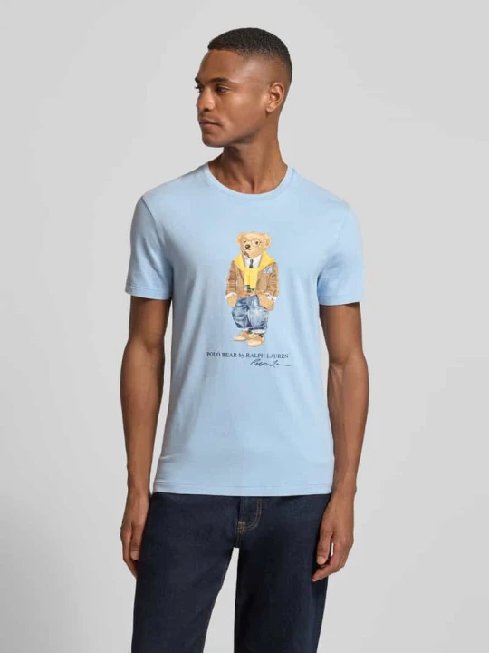 Zdjęcie produktu T-shirt z nadrukiem z logo Polo Ralph Lauren Jasnoniebieski melanż