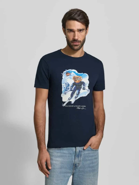 Zdjęcie produktu T-shirt z nadrukiem z logo Polo Ralph Lauren Granatowy