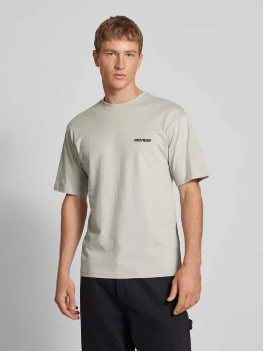 Zdjęcie produktu T-shirt z nadrukiem z logo REVIEW Średnioszary