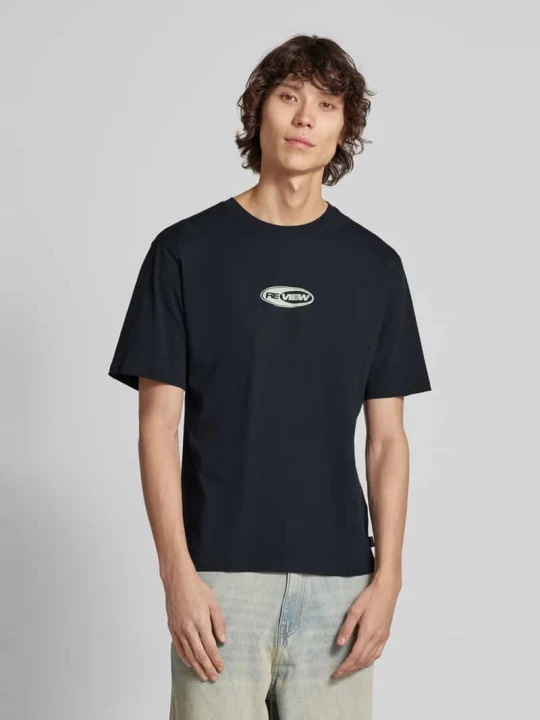 Zdjęcie produktu T-shirt z nadrukiem z logo REVIEW Czarny