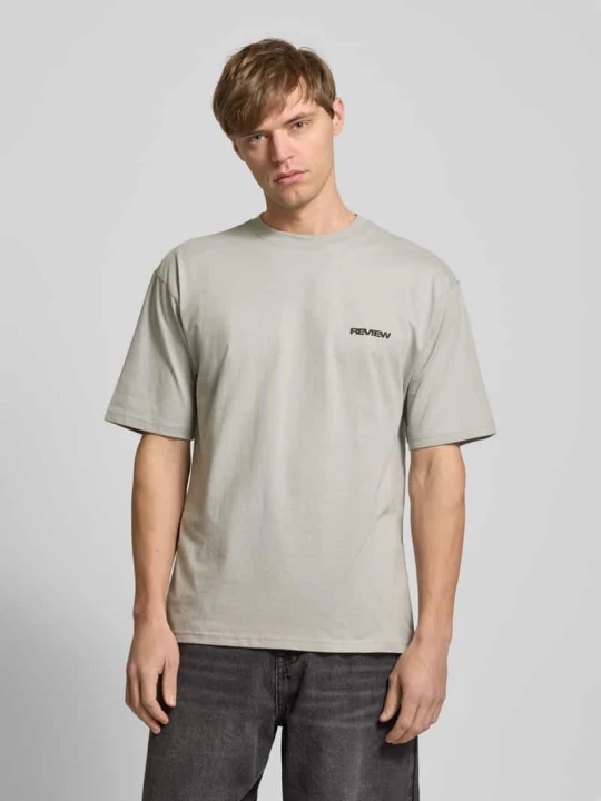 Zdjęcie produktu t-shirt o kroju relaxed fit z czystej bawełny REVIEW Średnioszary
