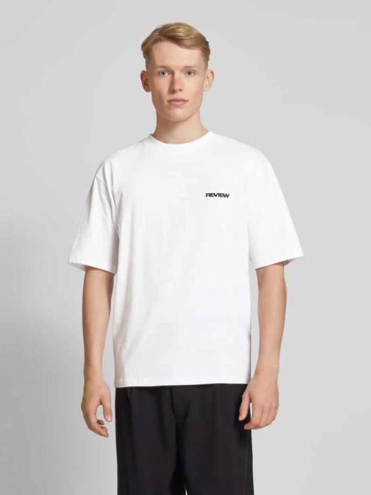 Zdjęcie produktu T-shirt z nadrukiem z logo REVIEW Biały