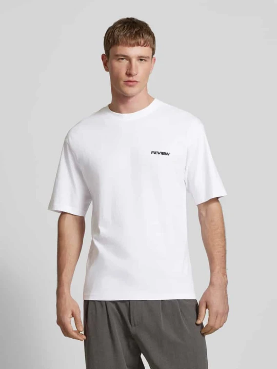 Zdjęcie produktu T-shirt z nadrukiem z logo REVIEW Biały