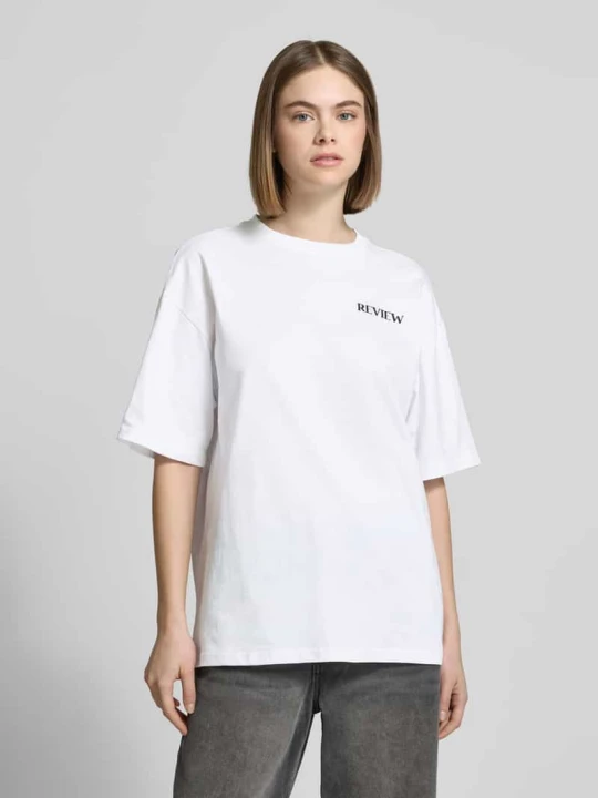 Zdjęcie produktu T-shirt z nadrukiem z logo REVIEW Biały