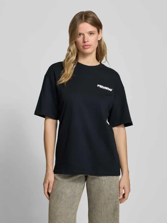 Zdjęcie produktu T-shirt z nadrukiem z logo REVIEW Czarny