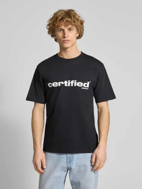 Zdjęcie produktu T-shirt z nadrukiem z logo REVIEW Czarny