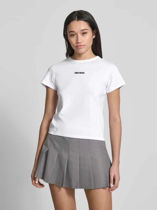 Zdjęcie produktu T-shirt z nadrukiem z logo REVIEW Biały