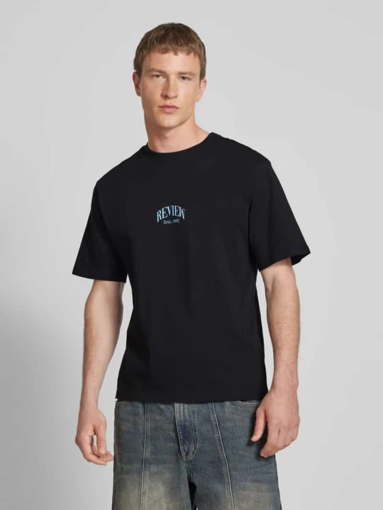 Zdjęcie produktu T-shirt z nadrukiem z logo REVIEW Czarny