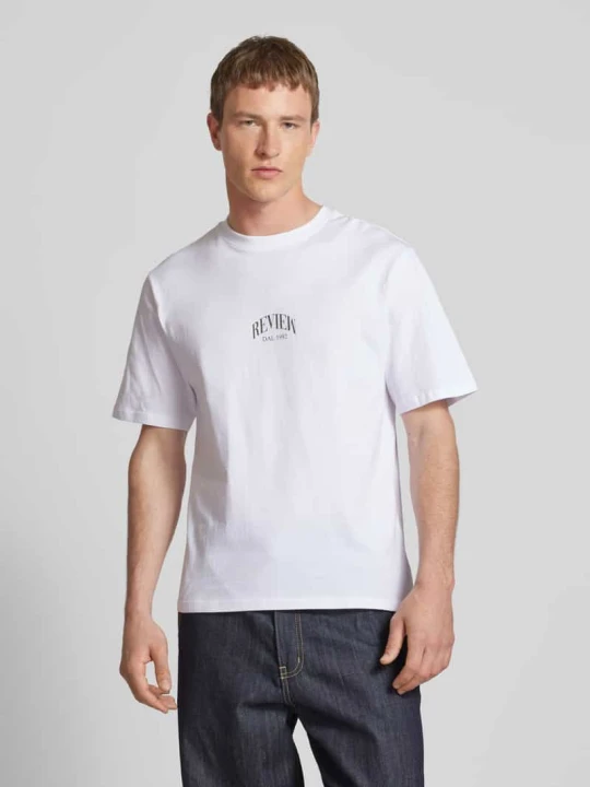 Zdjęcie produktu T-shirt z nadrukiem z logo REVIEW Biały