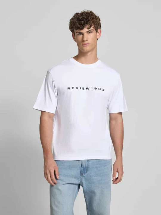 Zdjęcie produktu T-shirt z nadrukiem z logo REVIEW Biały