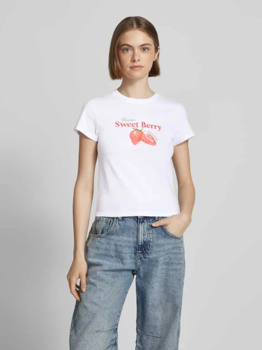 Zdjęcie produktu T-shirt z nadrukiem z logo REVIEW Biały