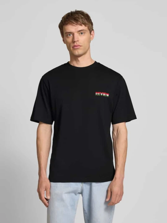 Zdjęcie produktu T-shirt z nadrukiem z logo REVIEW Czarny