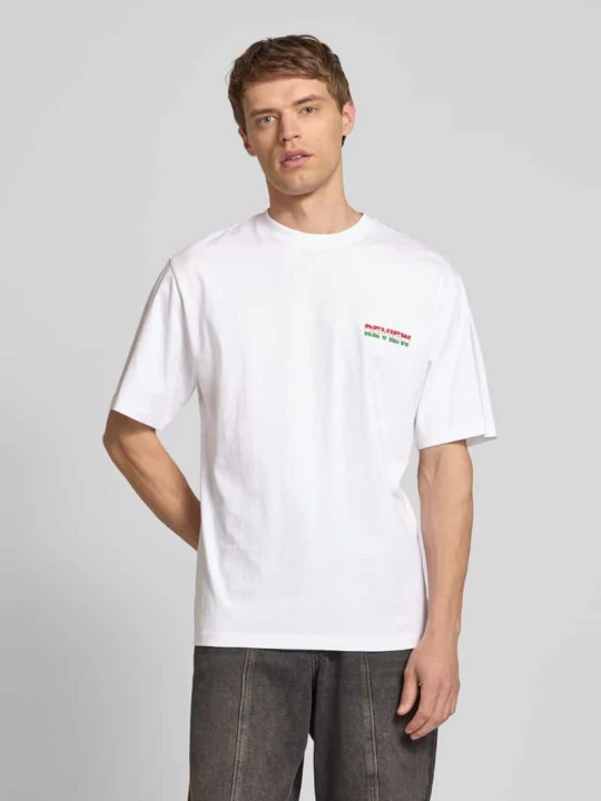 Zdjęcie produktu T-shirt z nadrukiem z logo REVIEW Biały