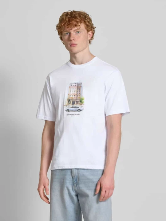 Zdjęcie produktu T-shirt z nadrukiem z logo REVIEW Biały