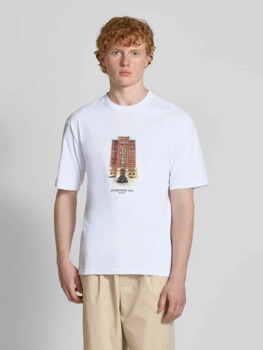 Zdjęcie produktu T-shirt z nadrukiem z logo REVIEW Biały
