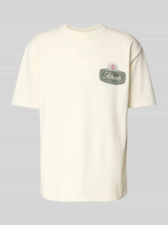 Zdjęcie produktu T-shirt z czystej bawełny z nadruk z logo Rhude Złamany biały