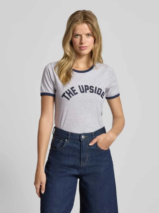 Zdjęcie produktu T-shirt z nadrukiem z logo The Upside Jasnoszary melanż