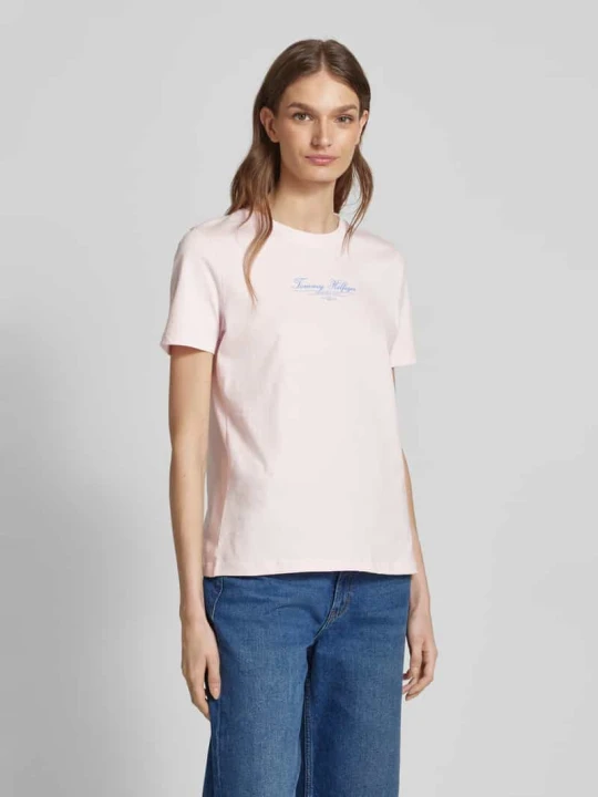 Zdjęcie produktu T-shirt z nadrukiem z logo Tommy Hilfiger Różowy