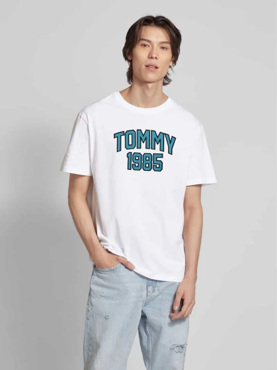 Zdjęcie produktu T-shirt z nadrukiem z logo Tommy Jeans Biały